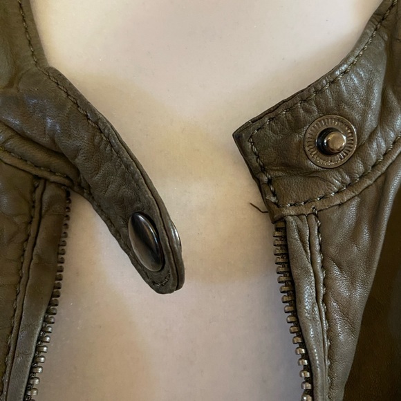 Maje Women's Genuine Lamb Leather Gray Moto Jacket, Size Medium - Picture 10 of 12